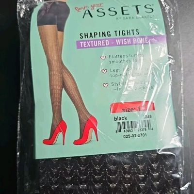 Spanx Assets Shaping Tights Textured - Size 1 Wishbone Black by Sara Blakely NEW